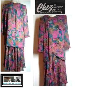 Chez By Tandy Vintage Red Print  Dress Size 14W